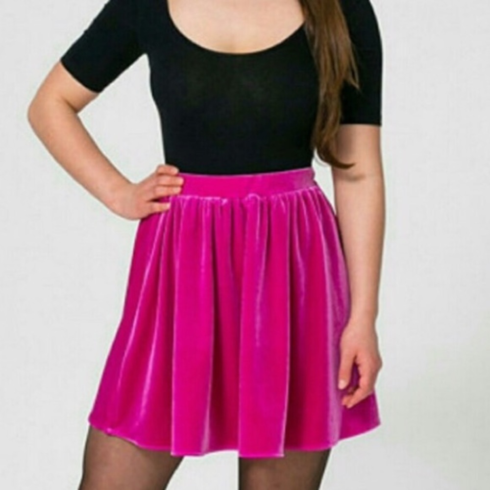 American Apparel pink velvet skirt